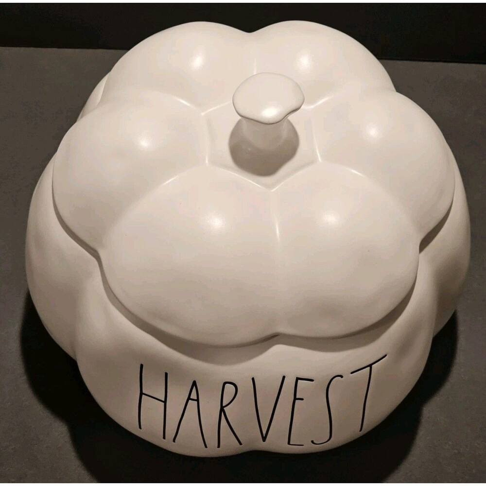 RARE Rae Dunn HARVEST Pumpkin Canister w/ Lid - Artisan Collection Magenta - EUC - Picture 4 of 12
